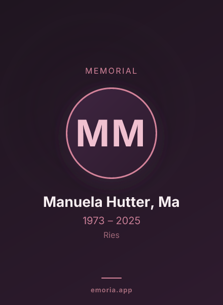 Memorial portrait of Manuela Hutter, Ma