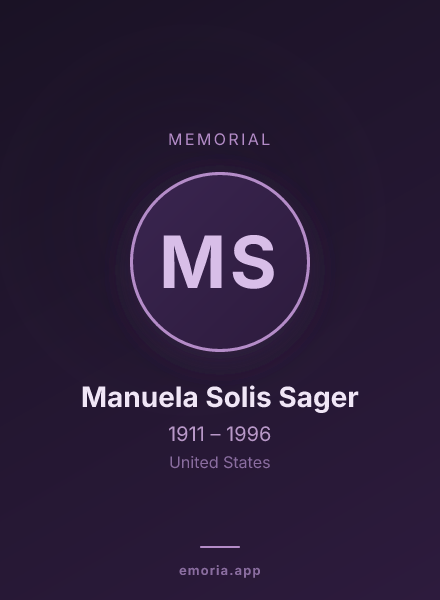 Memorial portrait of Manuela Solis Sager