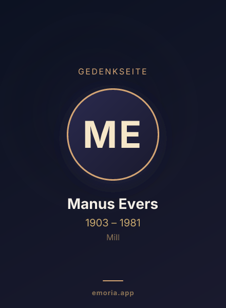 Gedenkportrait von Manus Evers