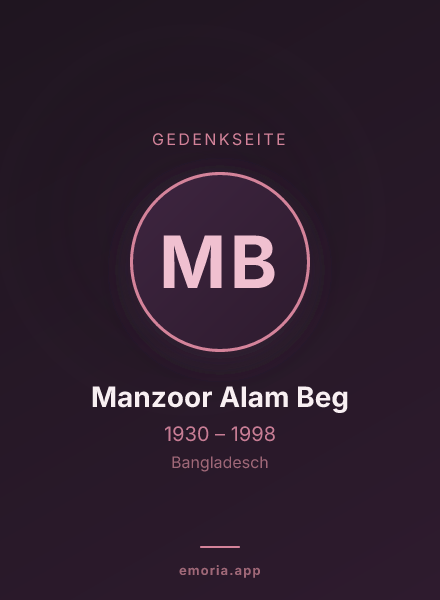 Gedenkportrait von Manzoor Alam Beg