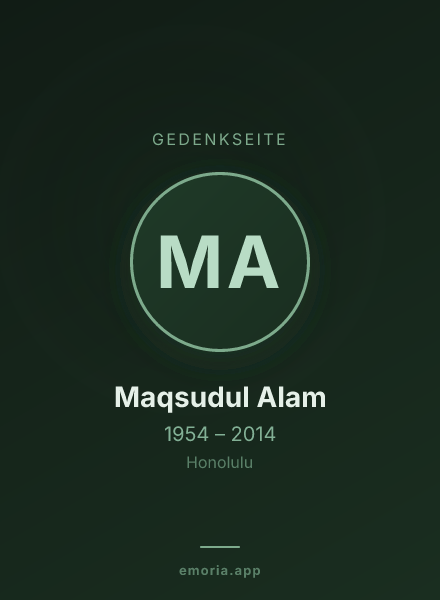 Gedenkportrait von Maqsudul Alam