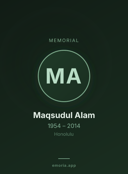 Memorial portrait of Maqsudul Alam