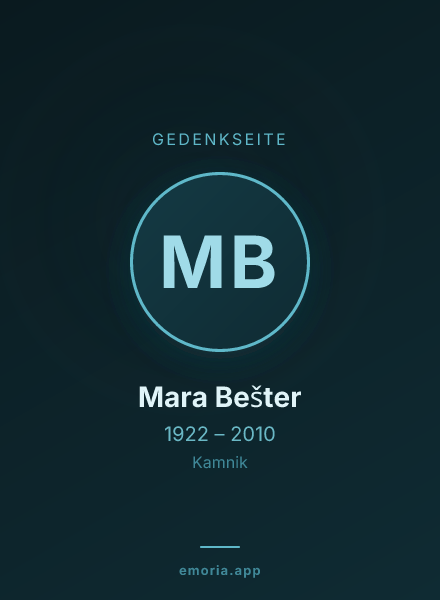 Gedenkportrait von Mara Bešter