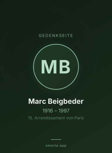 Gedenkportrait von Marc Beigbeder