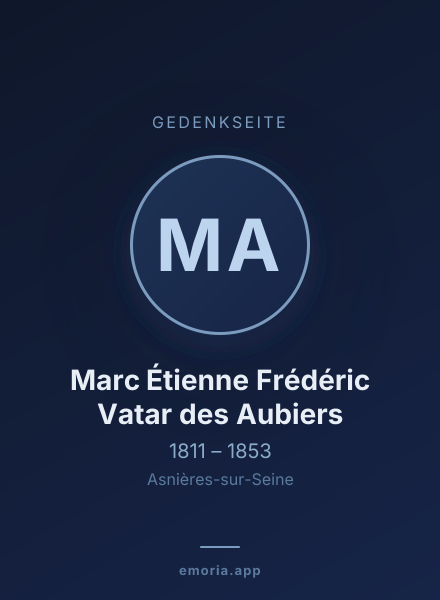 Gedenkportrait von Marc Étienne Frédéric Vatar des Aubiers
