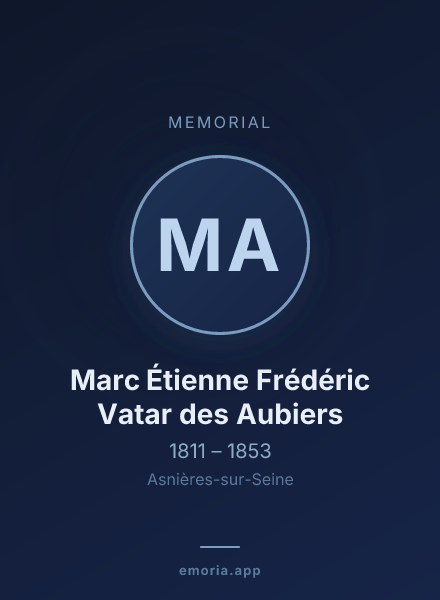 Memorial portrait of Marc Étienne Frédéric Vatar des Aubiers