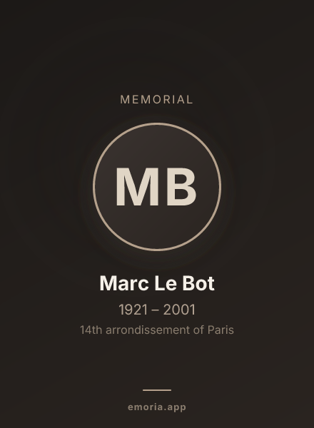 Memorial portrait of Marc Le Bot