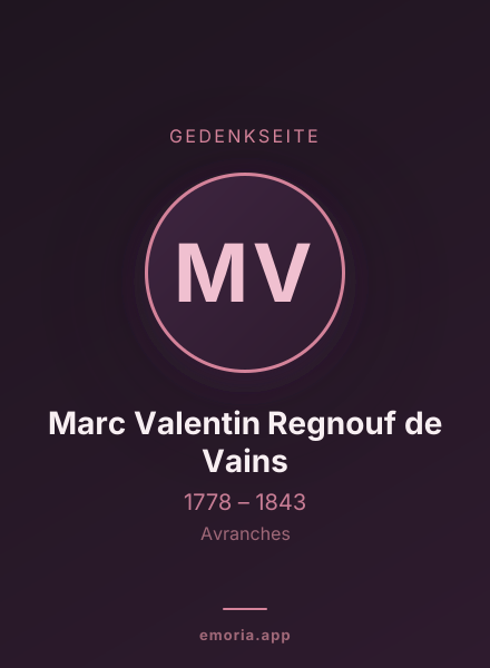 Gedenkportrait von Marc Valentin Regnouf de Vains