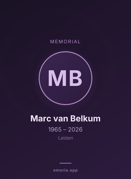 Memorial portrait of Marc van Belkum