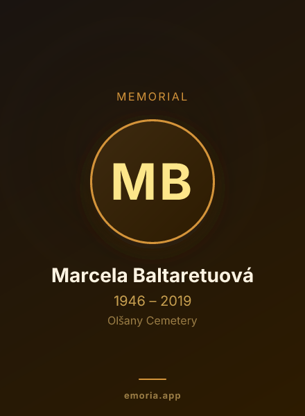 Memorial portrait of Marcela Baltaretuová