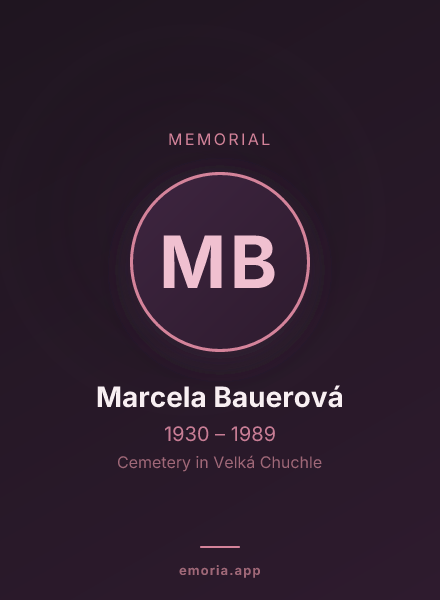 Memorial portrait of Marcela Bauerová