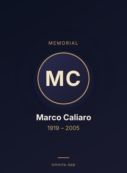 Memorial portrait of Marco Caliaro