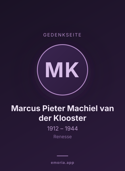 Gedenkportrait von Marcus Pieter Machiel van der Klooster