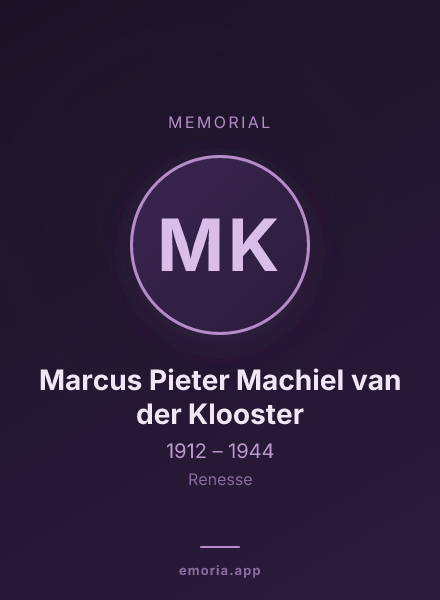 Memorial portrait of Marcus Pieter Machiel van der Klooster