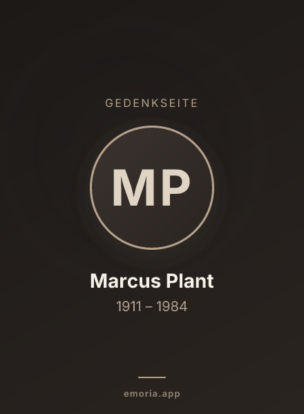 Gedenkportrait von Marcus Plant