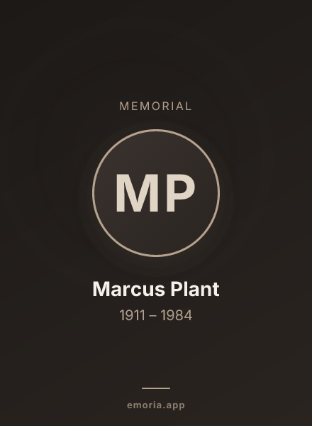 Memorial portrait of Marcus Plant