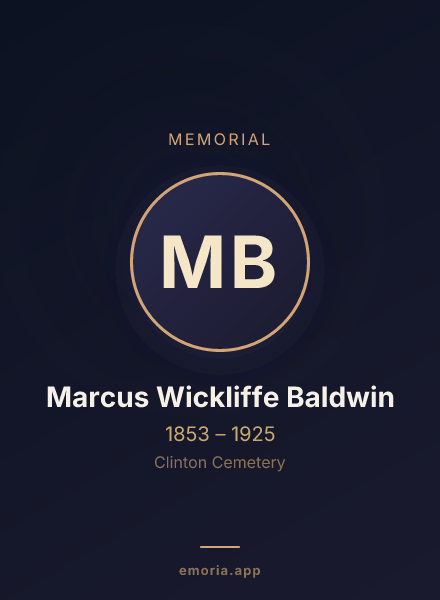 Memorial portrait of Marcus Wickliffe Baldwin