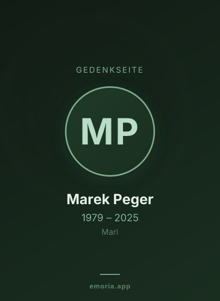 Gedenkportrait von Marek Peger
