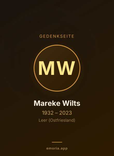 Gedenkportrait von Mareke Wilts