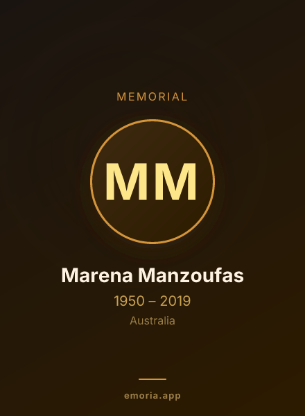 Memorial portrait of Marena Manzoufas