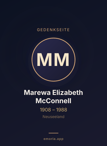 Gedenkportrait von Marewa Elizabeth McConnell