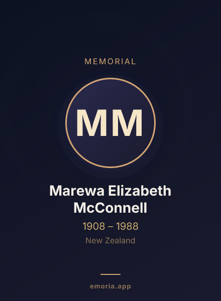 Memorial portrait of Marewa Elizabeth McConnell