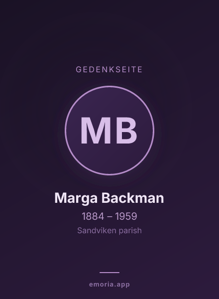 Gedenkportrait von Marga Backman