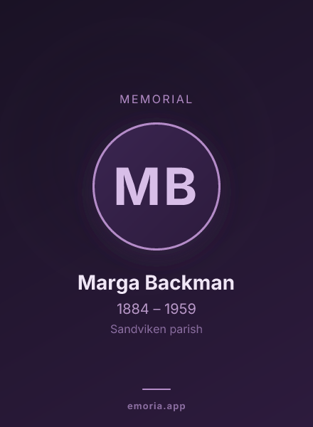 Memorial portrait of Marga Backman