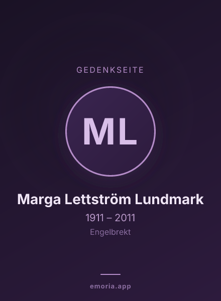 Gedenkportrait von Marga Lettström Lundmark