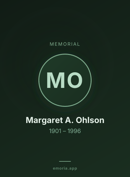 Memorial portrait of Margaret A. Ohlson
