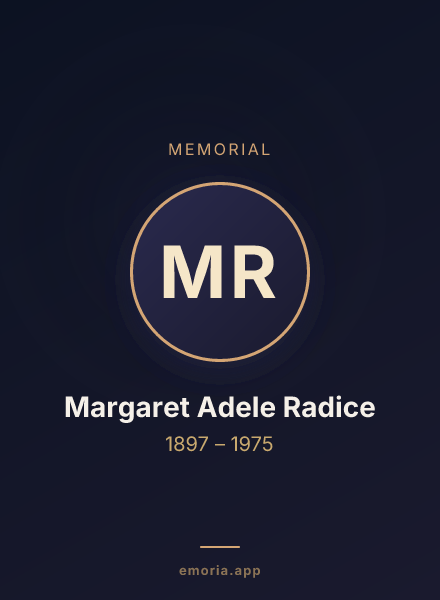 Memorial portrait of Margaret Adele Radice
