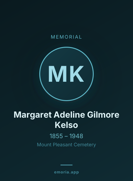 Memorial portrait of Margaret Adeline Gilmore Kelso