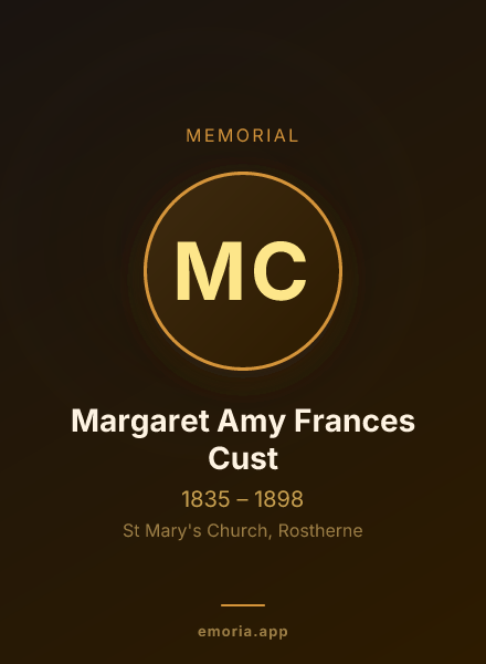 Memorial portrait of Margaret Amy Frances Cust
