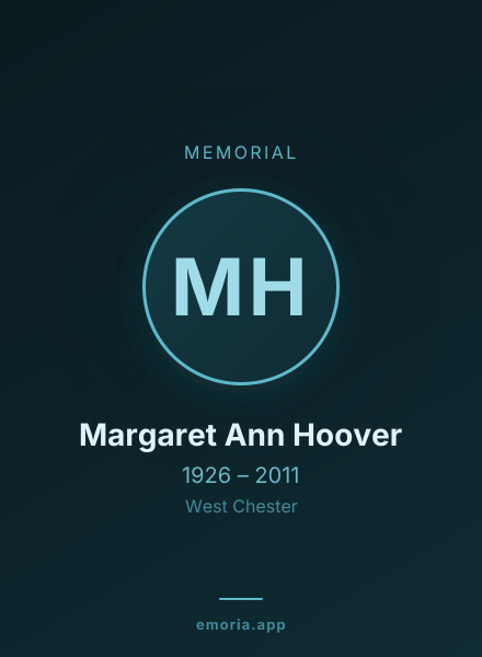 Memorial portrait of Margaret Ann Hoover