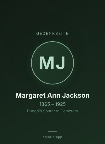 Gedenkportrait von Margaret Ann Jackson