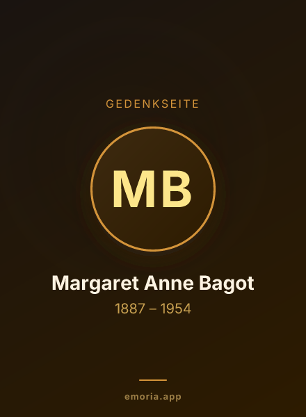 Gedenkportrait von Margaret Anne Bagot