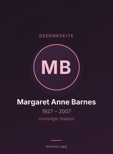 Gedenkportrait von Margaret Anne Barnes