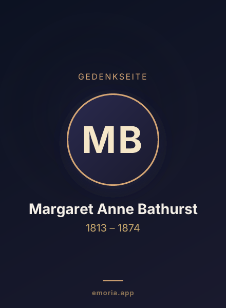 Gedenkportrait von Margaret Anne Bathurst