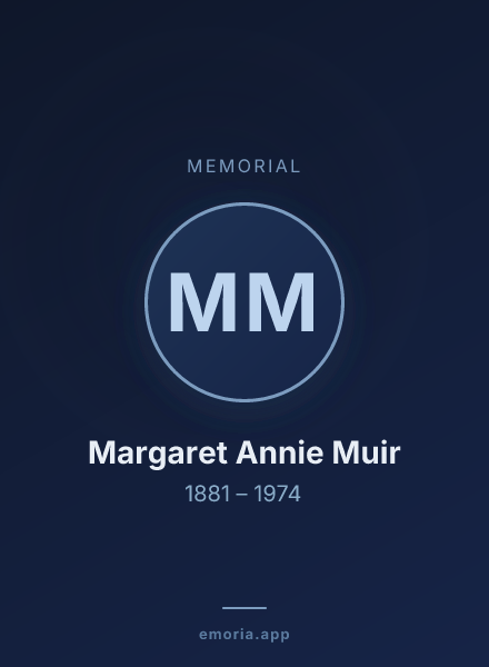 Memorial portrait of Margaret Annie Muir