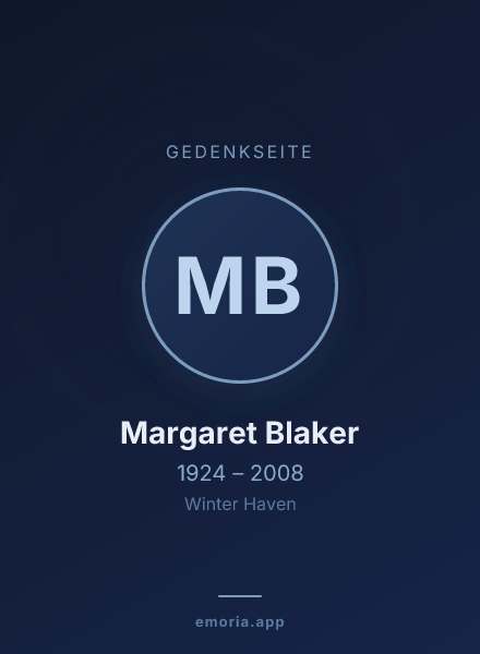 Gedenkportrait von Margaret Blaker