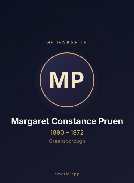 Gedenkportrait von Margaret Constance Pruen