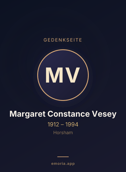 Gedenkportrait von Margaret Constance Vesey