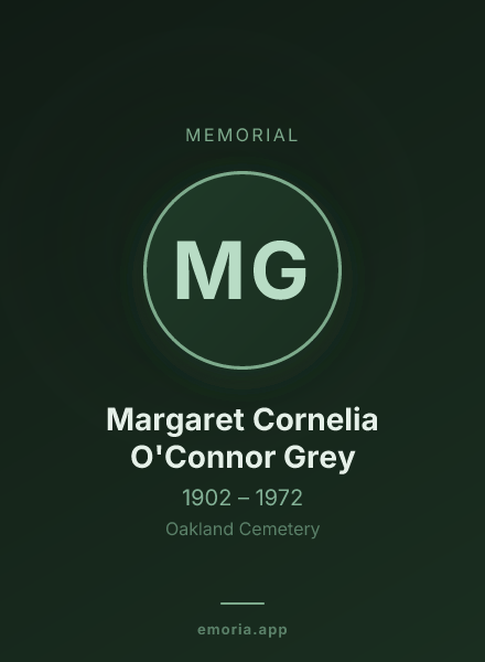 Memorial portrait of Margaret Cornelia O'Connor Grey