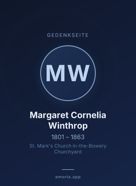 Gedenkportrait von Margaret Cornelia Winthrop