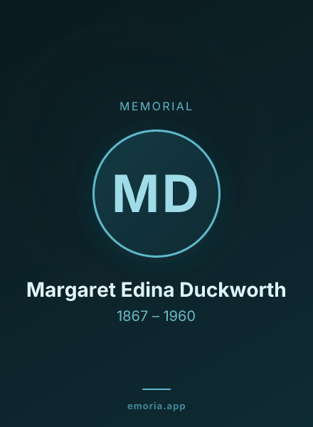 Memorial portrait of Margaret Edina Duckworth