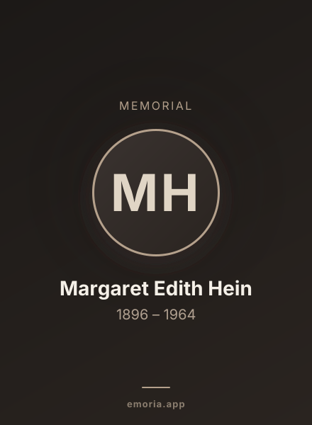 Memorial portrait of Margaret Edith Hein