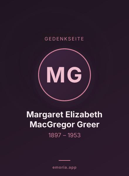 Gedenkportrait von Margaret Elizabeth MacGregor Greer