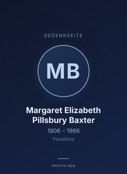 Gedenkportrait von Margaret Elizabeth Pillsbury Baxter
