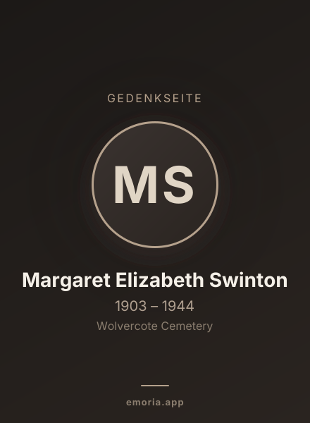 Gedenkportrait von Margaret Elizabeth Swinton