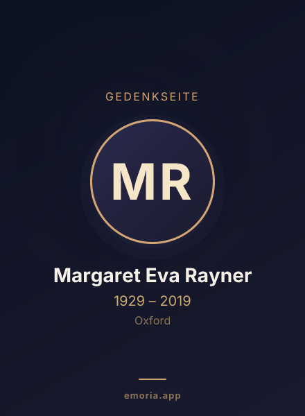Gedenkportrait von Margaret Eva Rayner